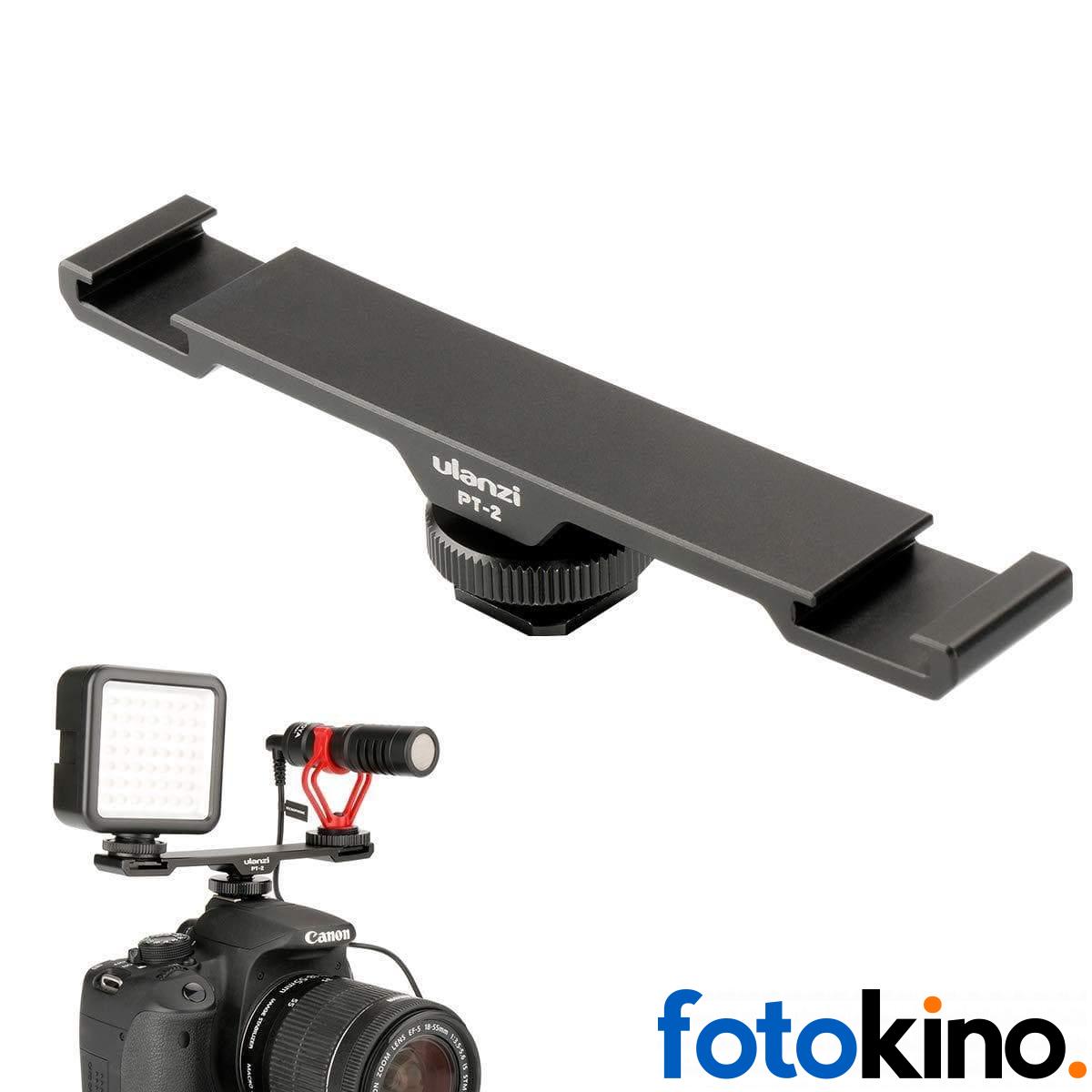 Ulanzi PT-2S Dual zapato caliente adaptador de montaje micrófono barra de extensión para Boya BY-MM1 ULANZI VL49 luz de vídeo LED cardán accesorios