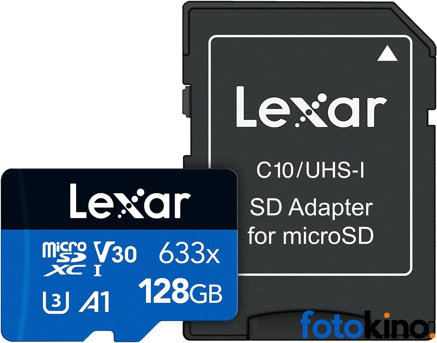 Tarjeta de memoria microSDXC Lexar 633x UHS-I de alto rendimiento de 128 GB con adaptador SD