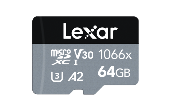 Tarjeta de memoria microSDXC Lexar 64GB Professional 1066x UHS-I con adaptador SD (Serie SILVER)